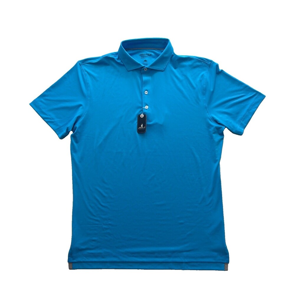 NWT Johnnie-O Men's Medium Majorca Birdie Solid Blue Featherweight Golf Polo